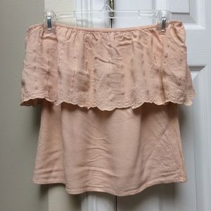 Peach off the shoulder top by Honey Bella